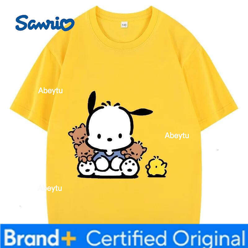 Sanrio Children's T-shirt Printed Pochacco Tops for Boys Loose Tees Cute Simple Style Cartoon Girl Clothing H260120