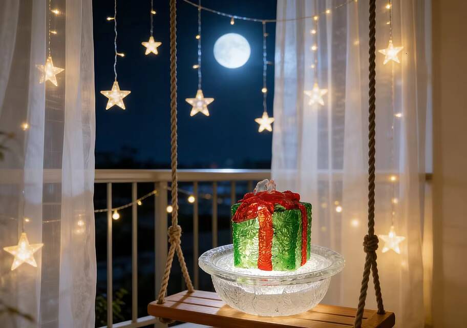 Christmas Gift Box USB Fountain Night - LED Atmosphere Light for Festive Home Decoration