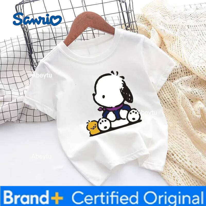 Sanrio Summer Children Sweet Kunomi Printed Top Kids Clothes Baby Girls Cute Short Sleeve Crewneck T-shirt Kid Wear H260120