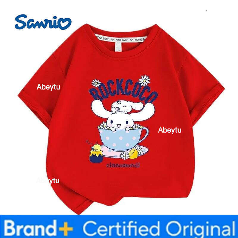 Sanrio Summer Baby Girls 100% Cotton Clothes Kid Children Boys Cinnamoroll Printed T-shirts Cartoon Short Sleeve Top Outfits H260120