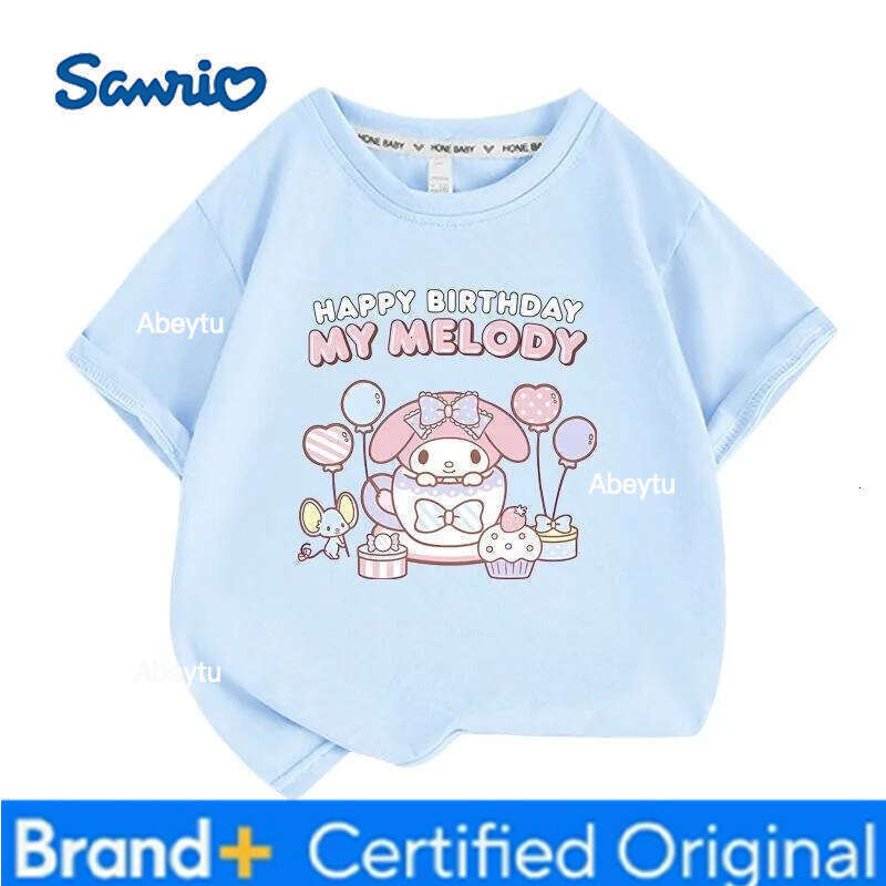 Sanrio Summer Baby Girls 100% Cotton Clothes Kid Children Girl Cute My Melody Printed T-shirts Cartoon Short Sleeve Top Outfits H260120