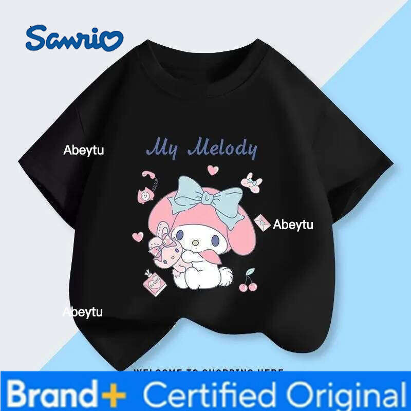Sanrio HelloKitty My Melody Girl Short sleeve Boy t-shirt Pure cotton Cartoon Sweet and cute Jacket Children's clothing Kids H260120