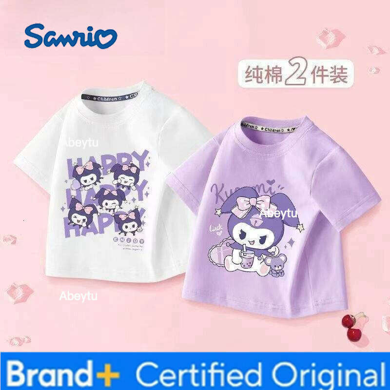 Sanrio 2PCS Baby Girls Cotton Top Kid My Melody Printed Children Autumn Fashion Short Sleeve T-shirt Boy Clothes H260120