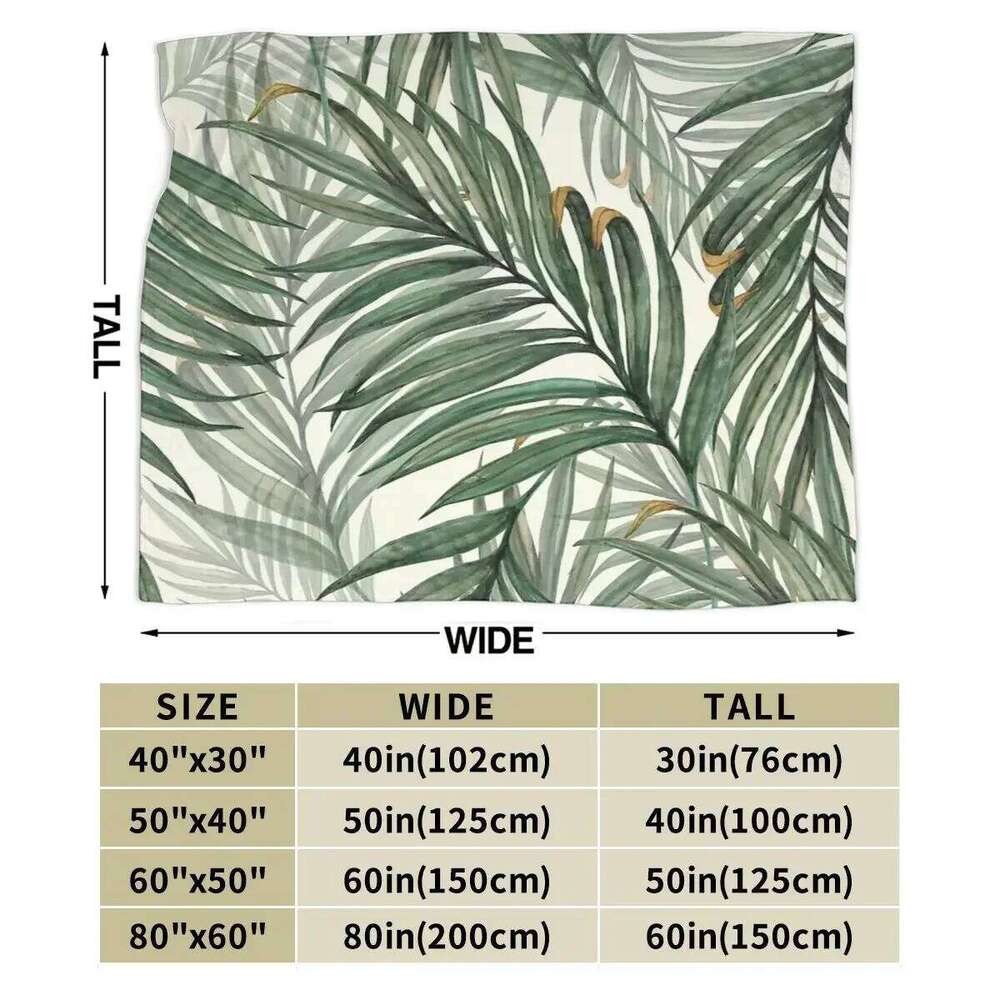Flannel Throw Palm Leaves Blankets Soft Bedspread Warm Plush Blanket for Bed Living room Picnic Travel Home Couch W260120
