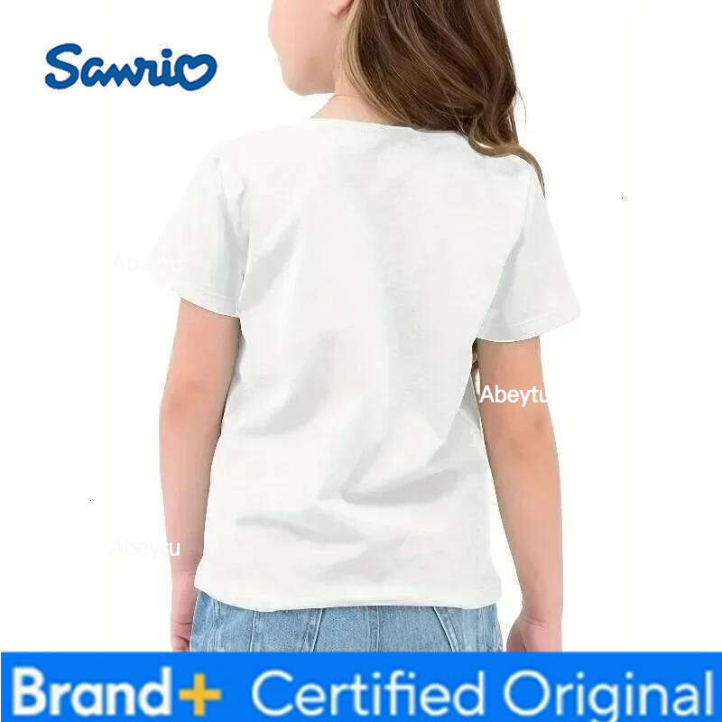 Sanrio Kuromi Cute Anime T-shirt Children's Summer New Style, Casual Fashionable Pure Cotton Top for Boys and Girls H260120