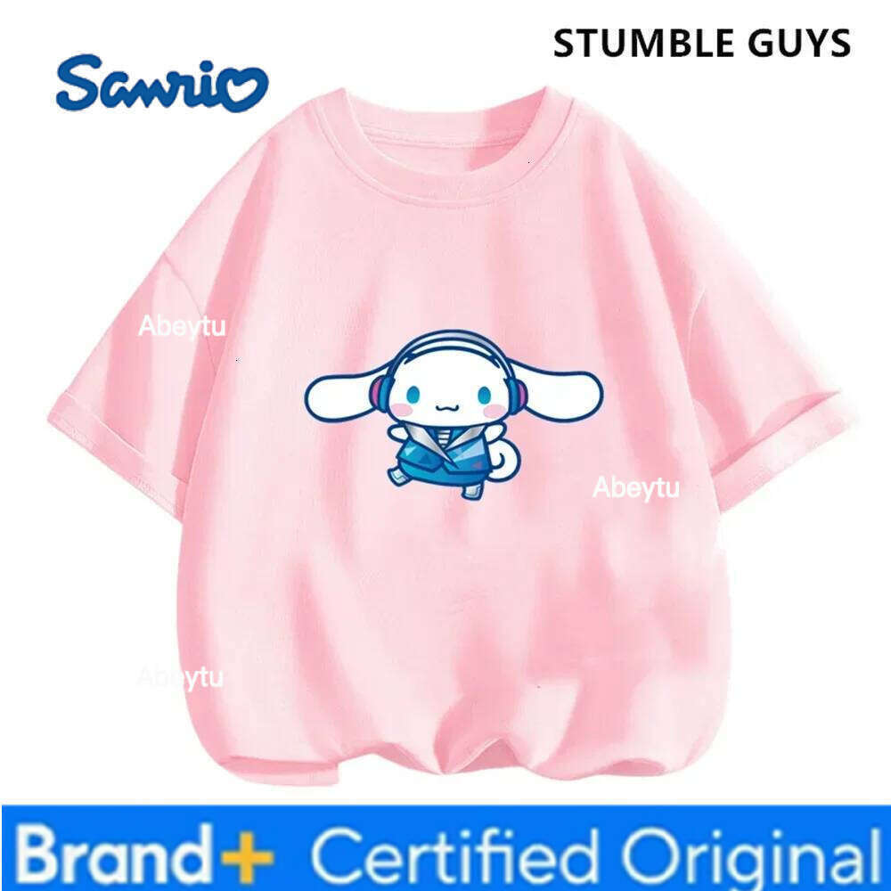 Sanrio 2024 New MINISO Cinnamoroll Children's Clothing Girls Summer Boys Short-sleeved Cartoon T-shirt Baby Trucksuit H2601201