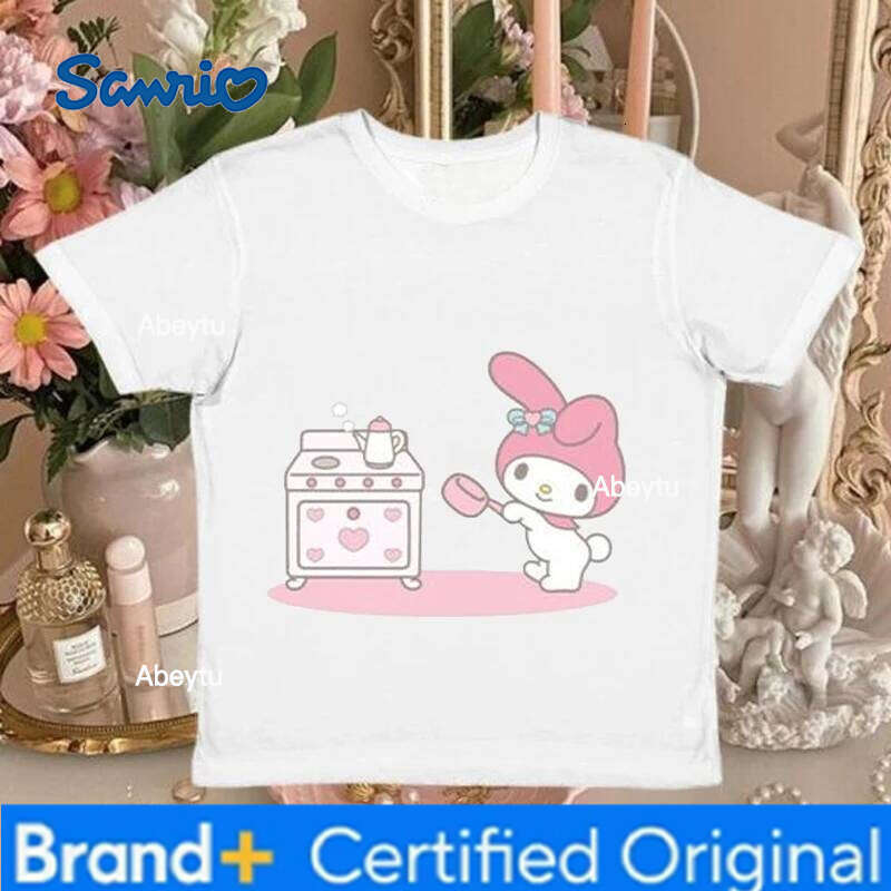 Sanrio Korean Style My Melody Summer Clothing Cartoon T-shirt Print Fashion Cute Girl Casual Versatile Top H260120