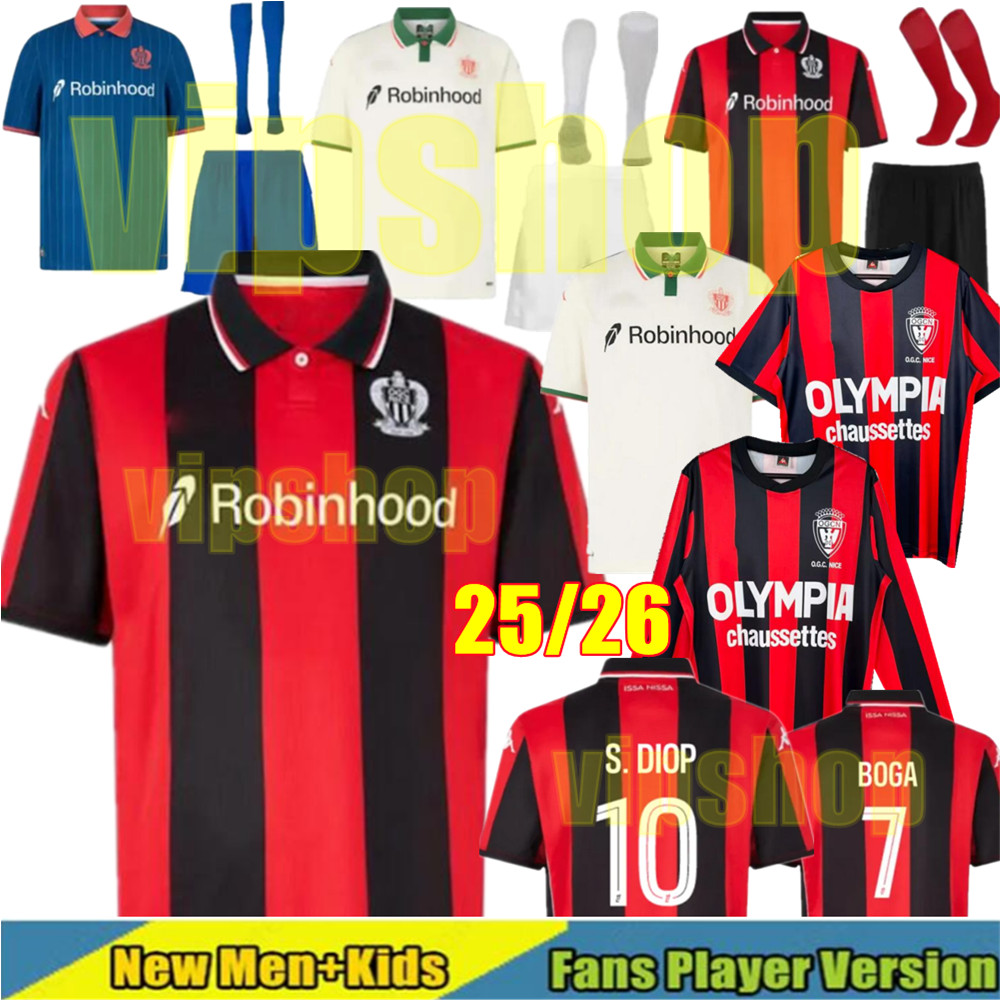 25 26 Maillot OGC Nice FC soccer jerseys AND T. MOFFI MOUKOKO NDOMBELE S. DIOP CHO retro 77 78 94 96 OGCNice 2025 2026 football shirts ROSARIO DANTE BOGA BOUDAOUI Kids kits