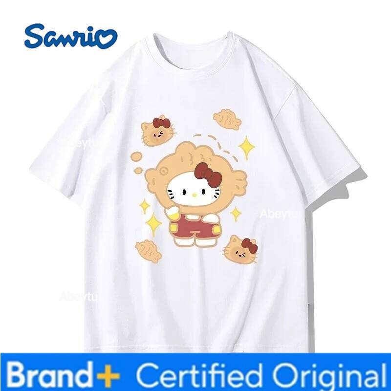 Sanrio Miniso Men's & Women's Tops Hello Kitty Cartoon Print Summer Style Short-Sleeve Casual T-Shirt H260120
