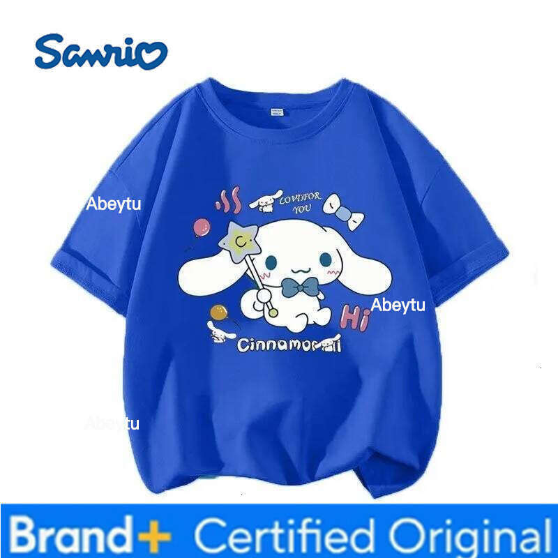 Sanrio Limited Time Special Offer New Cinnamoroll Kids T-shirt Crew Neck Loose Breathable Sweat-wicking Comfortable Tops H260120
