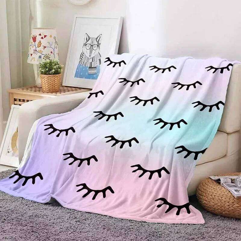 Digital Printed Eyelash Velvet Soft Plush Flannel Home Living Room Bedroom Bed Sofa Lunch Break Picnic Blanket W260120