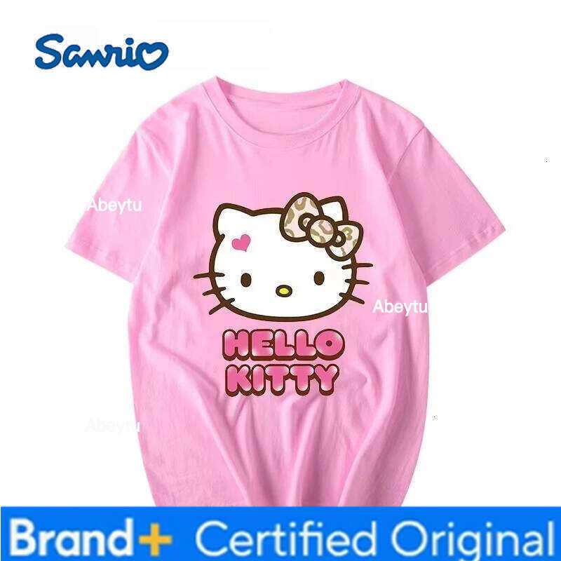 Sanrio Women's New Cute Hello Kitty Pattern Printed Top Oversized Unisex Couple Trend Plus Size Loose Casual Short-sleeved T-shirt H2601201