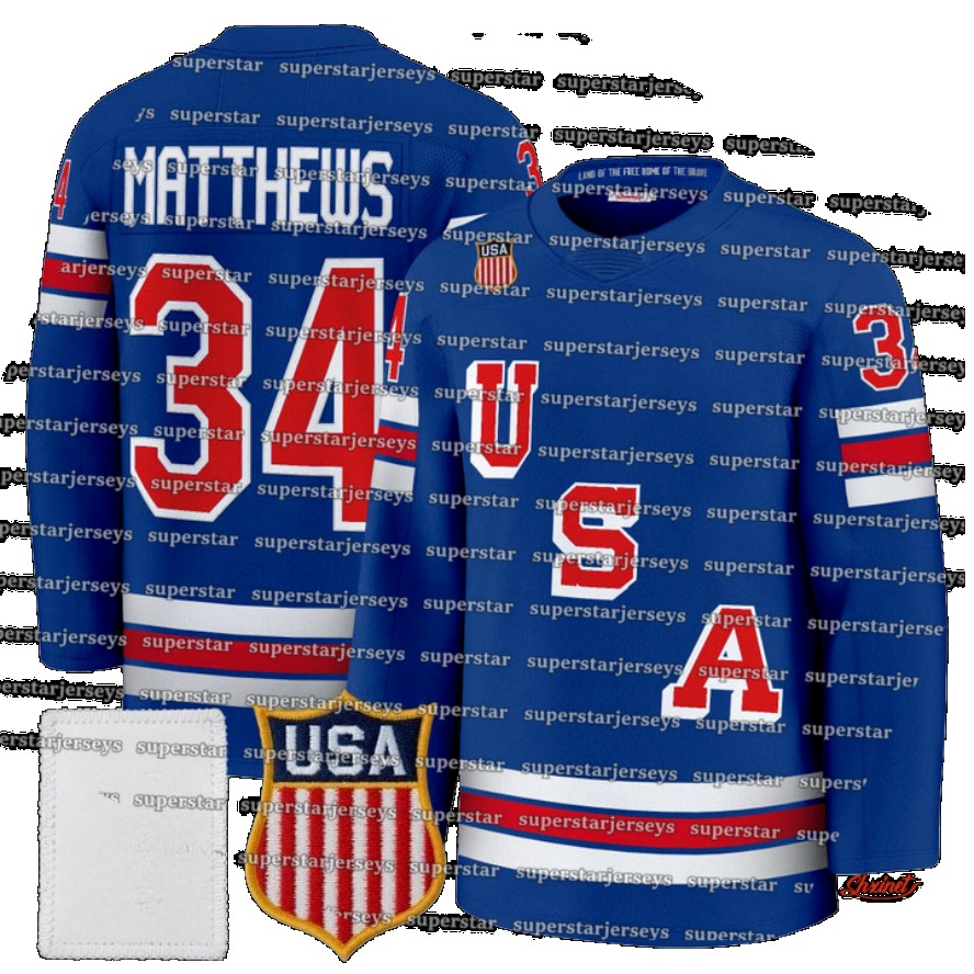 USA 2026 national Hockey Jerseys 34 Matthew Tkachuk Matthew Jake Guentzel Brady Tkachuk Jack Hughes Adam Fox Hellebuyck Quinn Hughes In Stock Custom Team Name