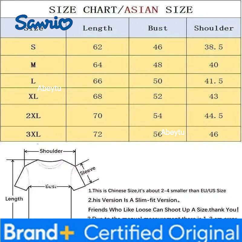 Sanrio Women's Casual Cartoon Printed Round Neck Cotton Short Sleeved T-shirt Top Kuromi My Melody Hello Kitty Y2K H260120