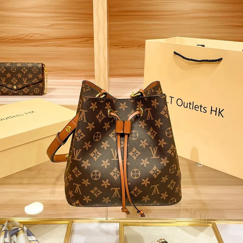2026 Luxury Designer Bag High quality Famous handbags NEONOE shoulder bags leather bucket bag women flower printing crossbody bag purse