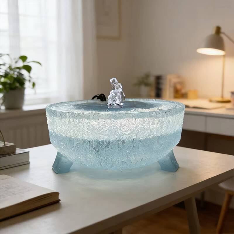 Dream Coffee Light Blue Cold White Crystal Lamp Transparent Desktop Water Feature Fountain