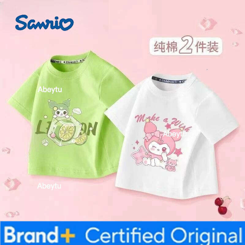 Sanrio 2PCS Baby Girls Cotton Top Kid My Melody Printed Children Autumn Fashion Short Sleeve T-shirt Boy Clothes H260120