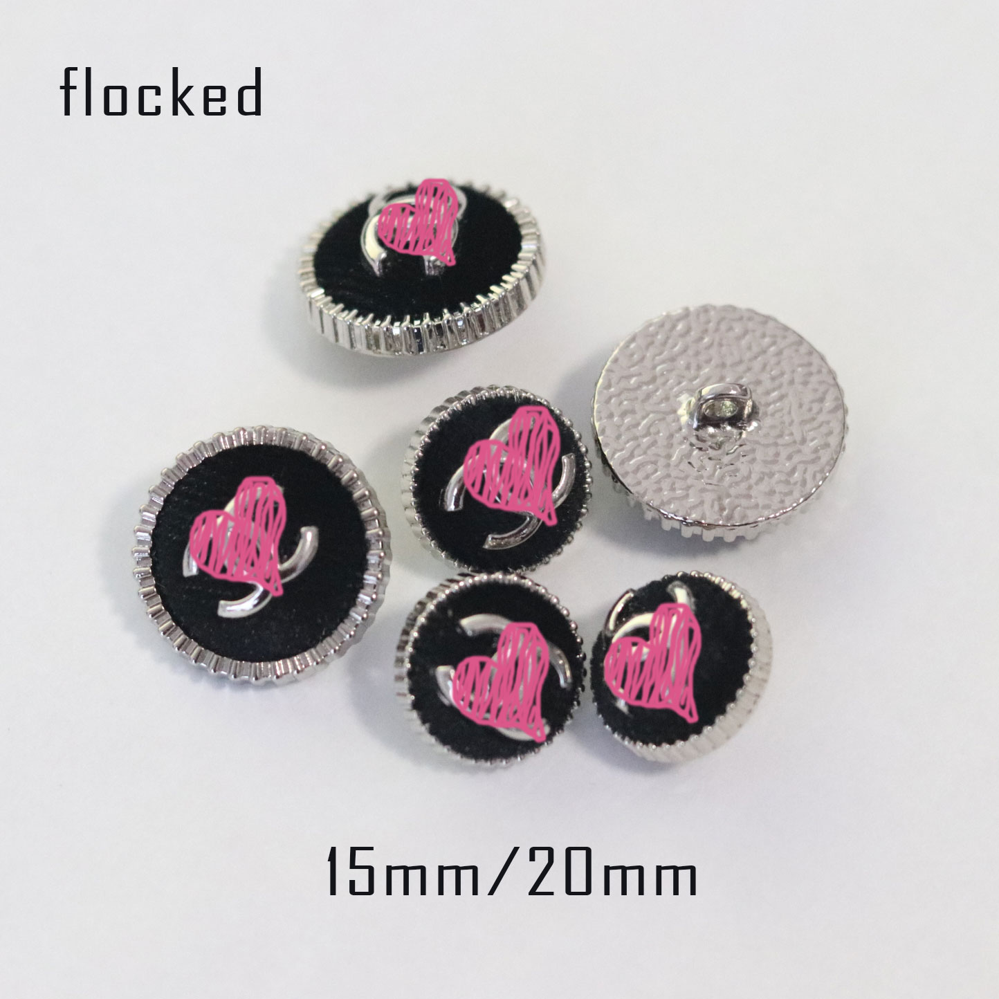 15mm 20mm Flocked Silver Black Luxury Desginer C brand Sewing Buttons for Clothing Skirt Dress Coat Decorate DIY Crafts Supplies Classic