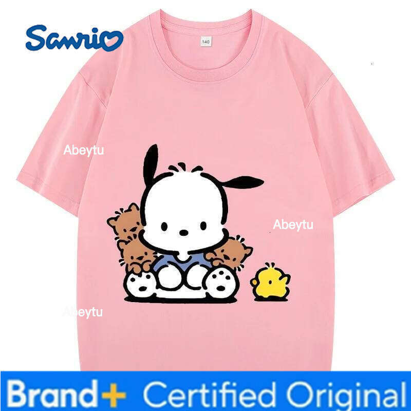 Sanrio Children's T-shirt Printed Pochacco Tops for Boys Loose Tees Cute Simple Style Cartoon Girl Clothing H260120