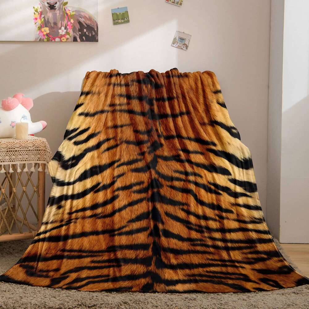 Luxurious Tiger Stripe Fleece Blanket - Soft Skin-Friendly Realistic Print | All-Season Office/Outdoor/Napping & Gift W260120