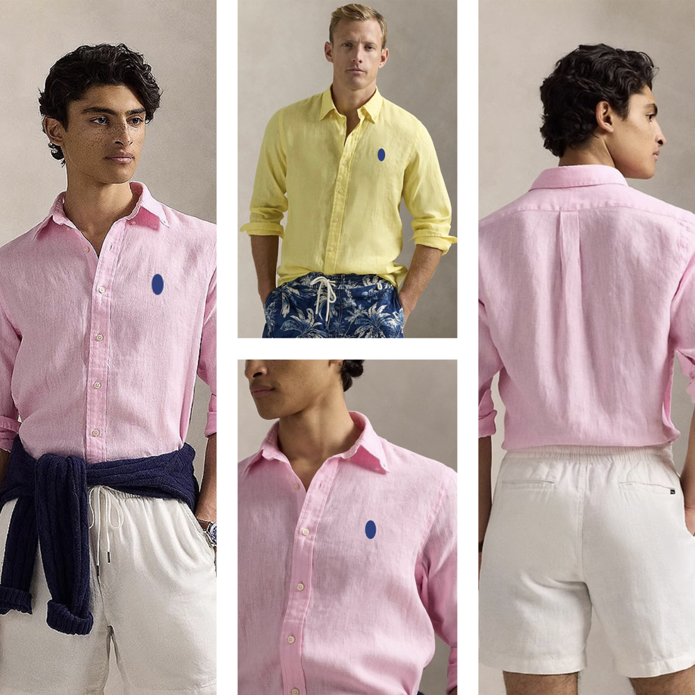 Men's Casual Shirt Luxury Embroidered Linen Long Sleeve Turn-down Collar Designer Polo Shirt for Men and Women Spring and Autumn