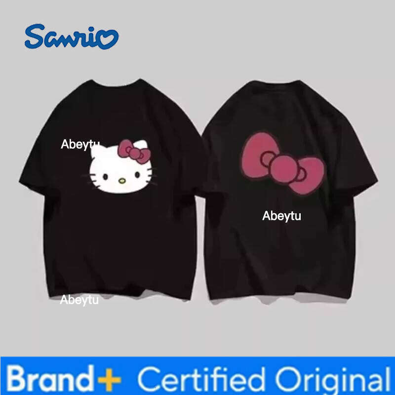 Sanrio MINISO Summer Hello Kitty Casual Short-sleeved for Women Loose Korean Fashion Y2K Top Clothes Streetwear T-shirt H260120