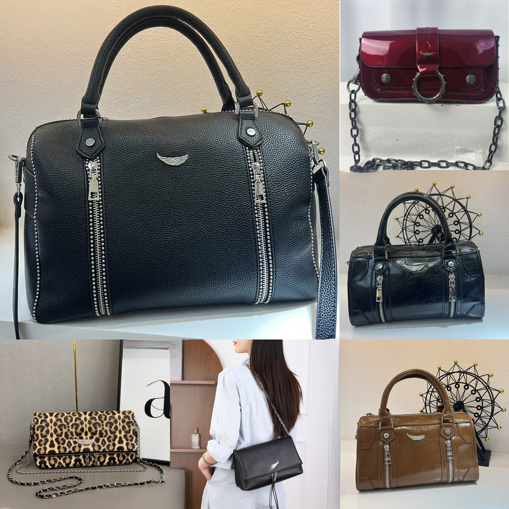 Designer bags zadig evoltair bag fashion exclusive ZV roc clutch bags shoulder bag multifunctional women's pillowcase Boston large capacity rivet wing bag black12
