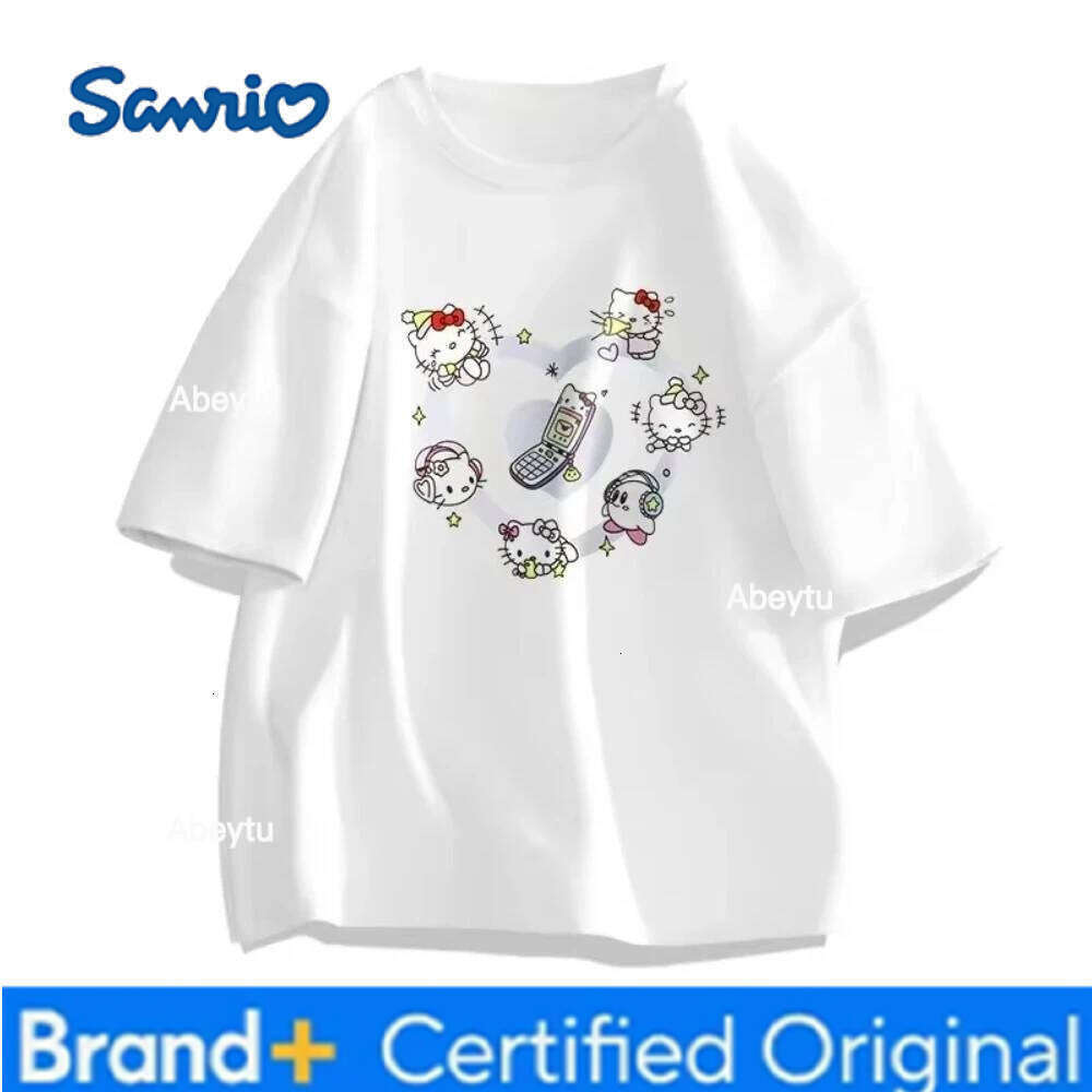 Sanrio MINISO Fashion New Hello Kitty Women's Cute Top Super Neutral Couple Trendy Harajuku Plus Size T-shirt H260120