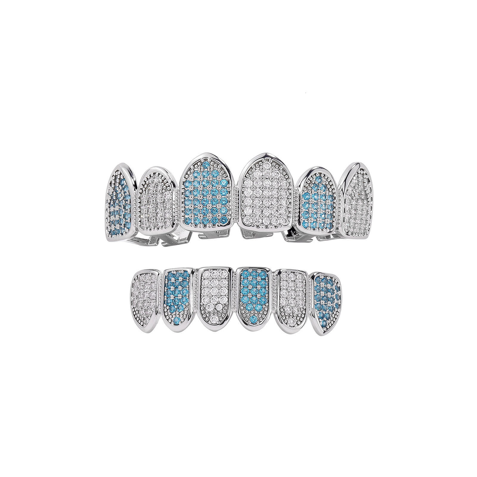 Full Diamond Plated Real Gold Zircon Teeth Brace TEMU Halloween Fangs Hip Hop Teeth Brace