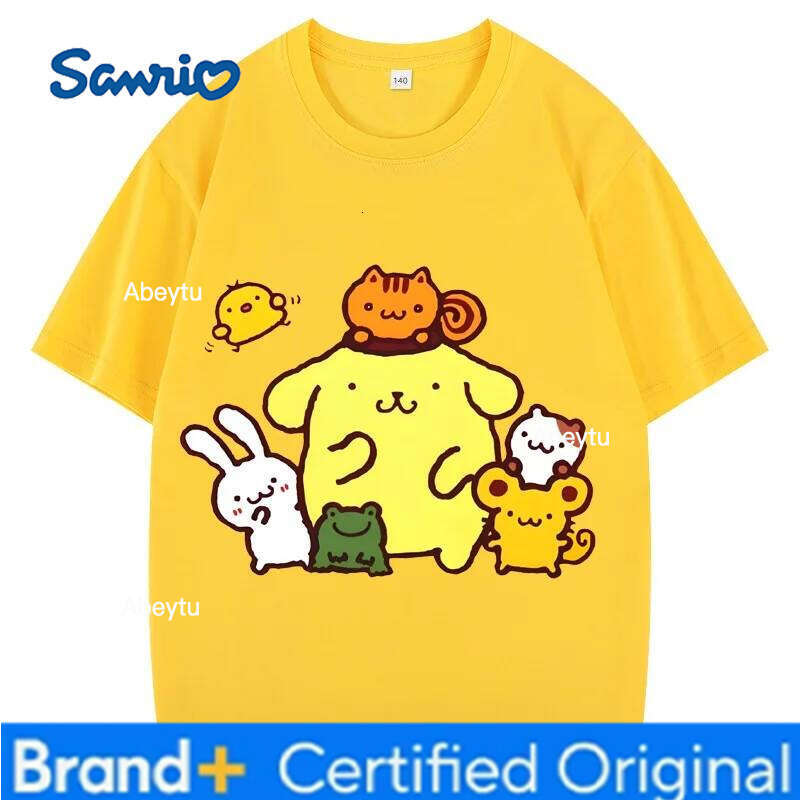 Sanrio Pom Purin Tshirt Kids Cartoon Casual Summer Short-sleeved Girls T-shirt Men Clothes BoysTeen Clothing H260120