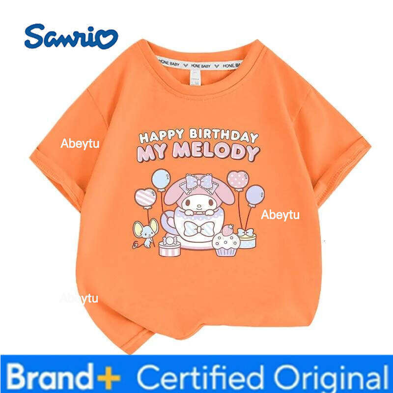 Sanrio Summer Baby Girls 100% Cotton Clothes Kid Children Girl Cute My Melody Printed T-shirts Cartoon Short Sleeve Top Outfits H260120