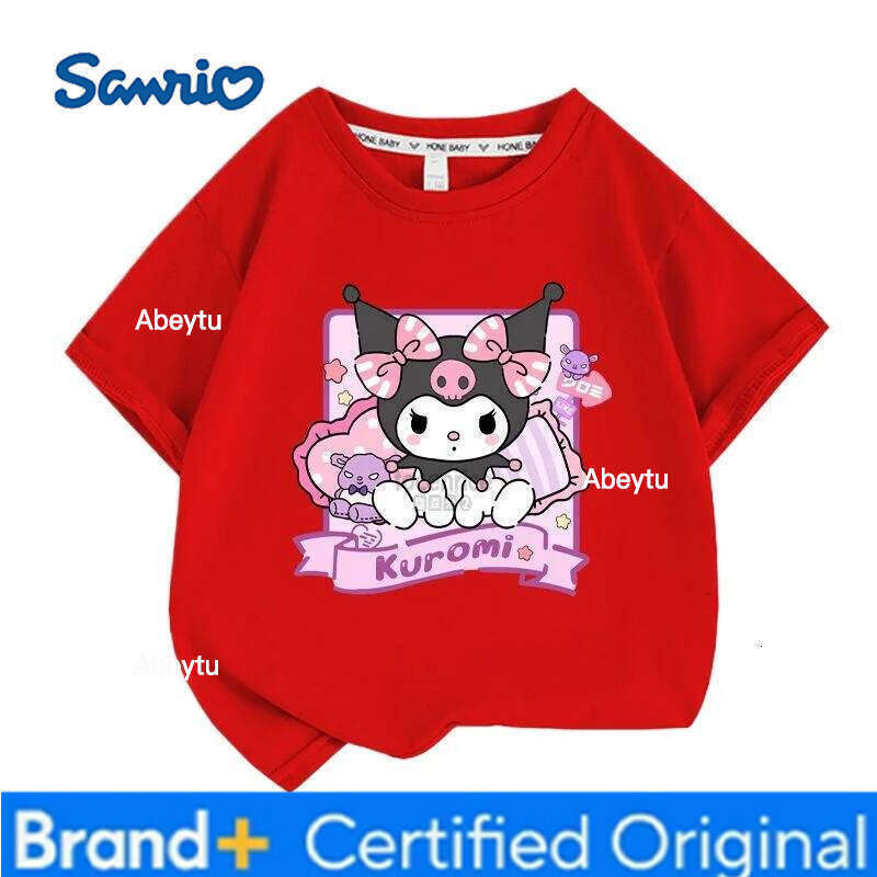 Sanrio Summer Baby Girls 100% Cotton Clothes Kid Children Girl Cute Kuromi Printed T-shirts Cartoon Short Sleeve Top Outfits H2601201