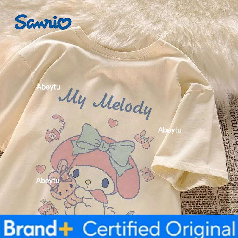 Sanrio Summer New Melody Printed Girls' Short T-shirt Half Sleeved Fashionable Top for Students' Children's Clothing H260120