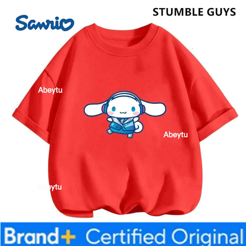 Sanrio 2024 New MINISO Cinnamoroll Children's Clothing Girls Summer Boys Short-sleeved Cartoon T-shirt Baby Trucksuit H260120