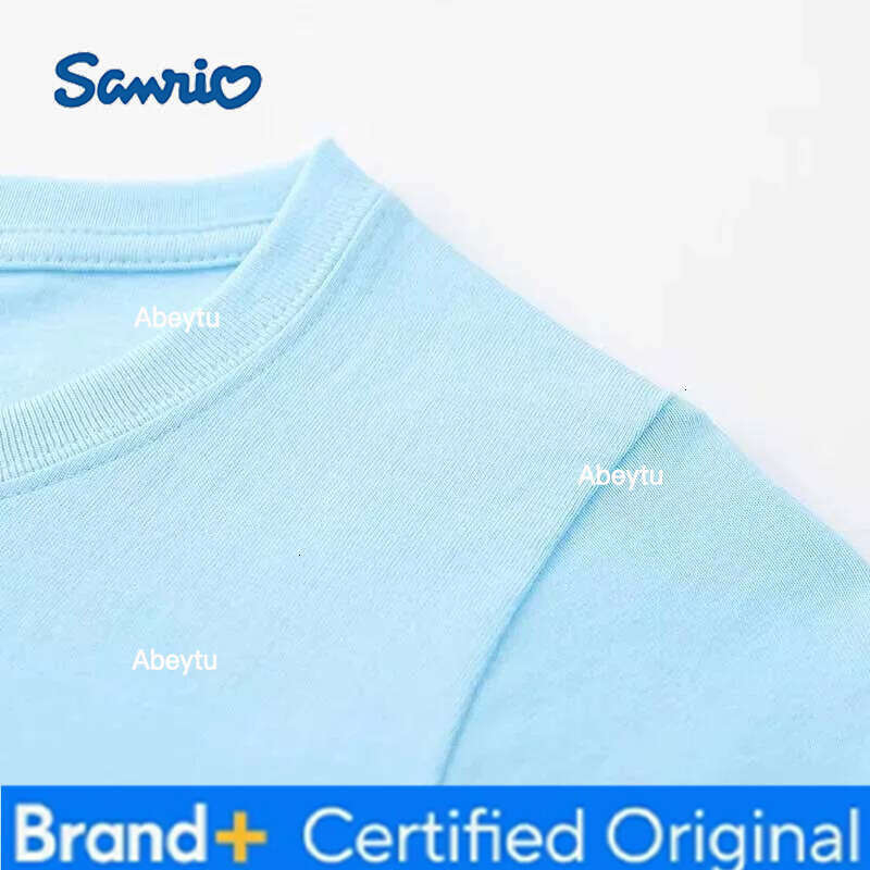 Sanrio Summer Children's Short Sleeve Cartoon Cotton T-shirt Kuromi Family Lovely Printing Girls Trend Fashion Pullover Tops Tee H260120
