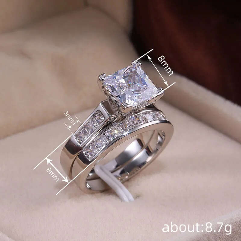 TB BHULAMTE Free Shipping New Designer Accessories Cao's Women's Square Zirconia Couple Set Hot Selling Foreign Trade Ring Jewelry Wholesale