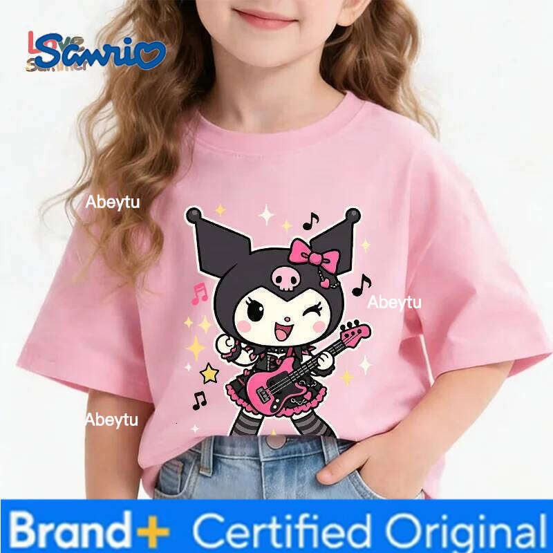 Sanrio My Melody Cute Cartoon Kuromi Family Tour T-Shirt O Neck Short Sleeve Pink Blue Casual Summer Top for Comfy H260120