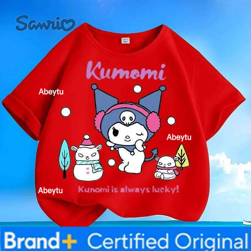 Sanrio Limited Time Low Price Kuromi Kids T-shirt Summer New Loose Round Neck Comfortable Versatile Casual Trendy Tops for Boys Girls H2601201
