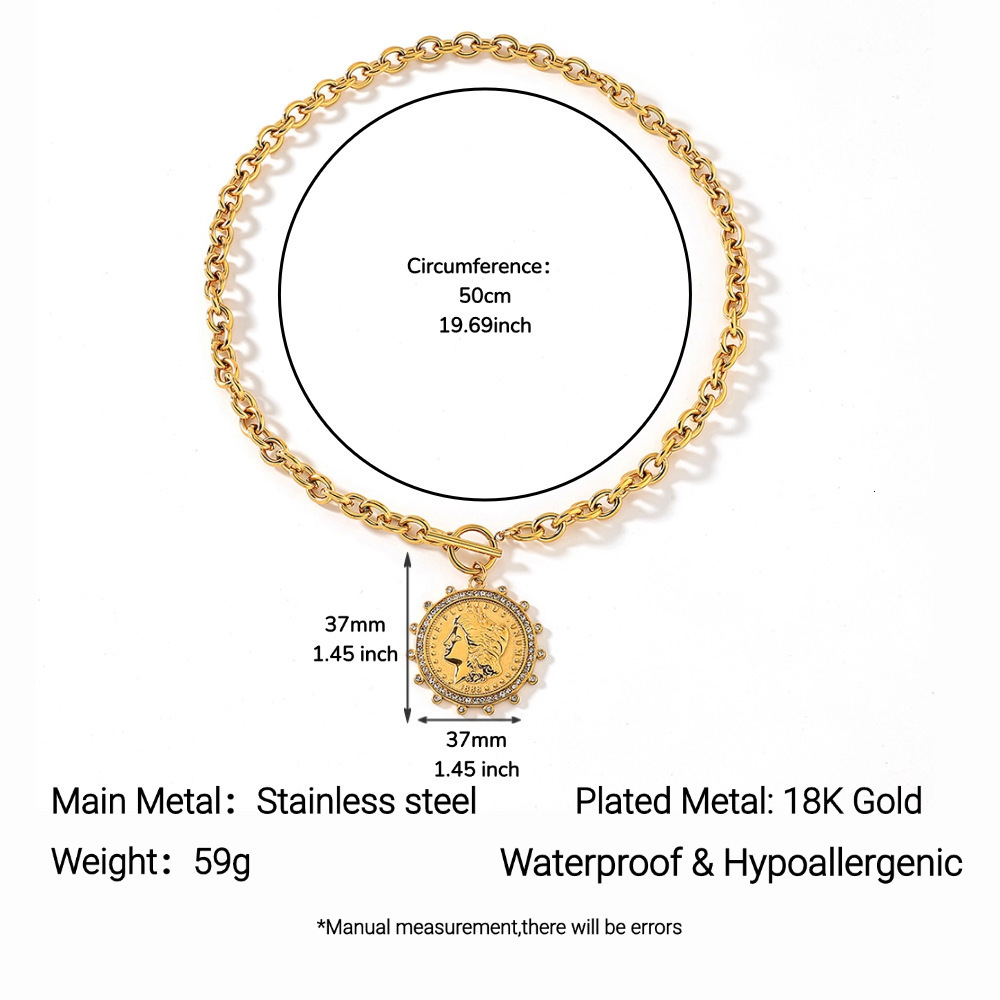 Ying Stainless Steel Steel Necklace Female Emperor Portrait OT Clasp Ins Fine Polishing Vacuum Plated 18k Gold Female251028