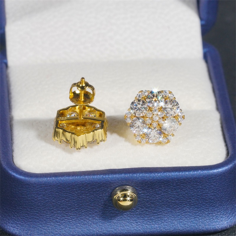 Jewelry Earrings S925 Silver Moissanite Flower Iced Out Stud Earrings for Women Men Designer Hip Hop Luxury Jewelry - view 8