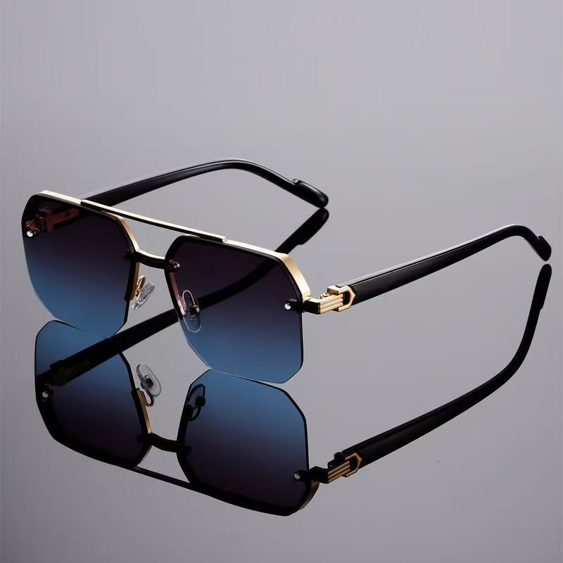 Luxury Brand Designer Sunglasses Hot-Selling European And American Style Square Half-Frame Men's Sunglasses Driving Glasses Male Foreign Trade Be
