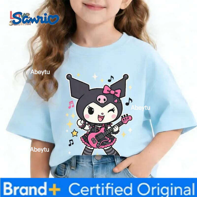 Sanrio My Melody Cute Cartoon Kuromi Family Tour T-Shirt O Neck Short Sleeve Pink Blue Casual Summer Top for Comfy H260120