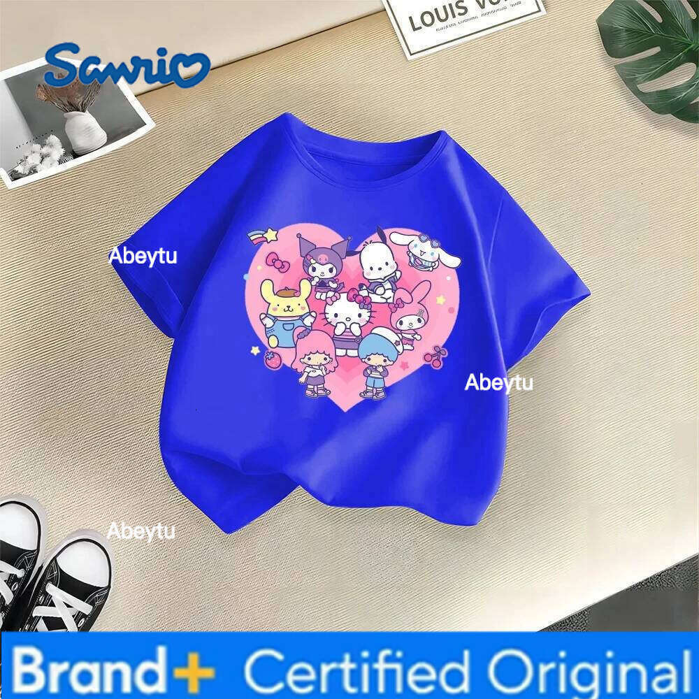 Sanrio Playful Kulomi Summer Cute Cartoon Anime Printing Boy Girl T-shirt Fashion Casual Children's Clothing H260120
