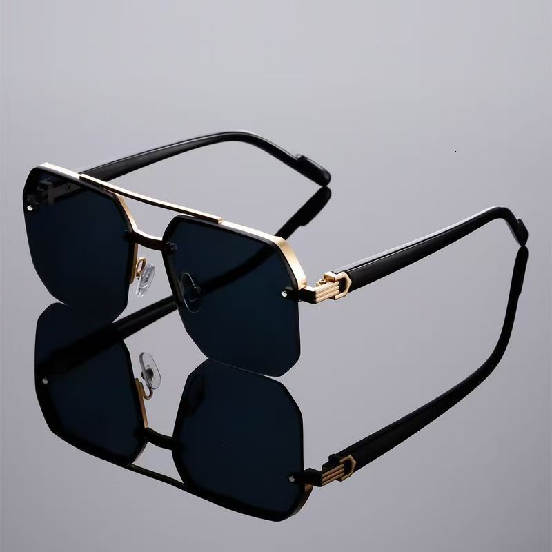 Luxury Brand Designer Sunglasses Hot-Selling European And American Style Square Half-Frame Men's Sunglasses Driving Glasses Male Foreign Trade Be
