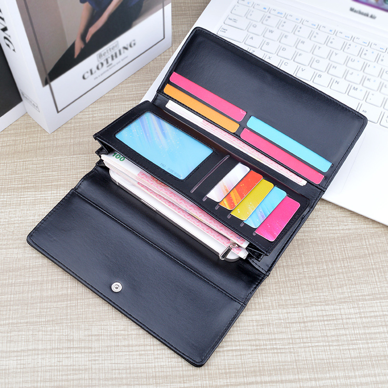 Ladies Wallet Long Multi-Card Slot Card Holder Soft Leather Wallet Simple Fashion Large Capacity 3-Fold Clutch Luxury Wallet Multi-Function Men's