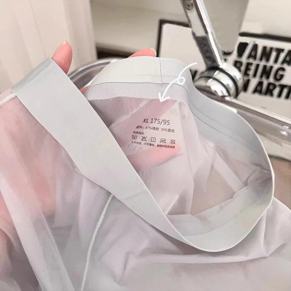 Mens Ice Silk Underwear Seamless Transparent Boxer Shorts Sexy Ultra-thin Breathable Panties Male Quick Dry U Pouch Underpants 260119