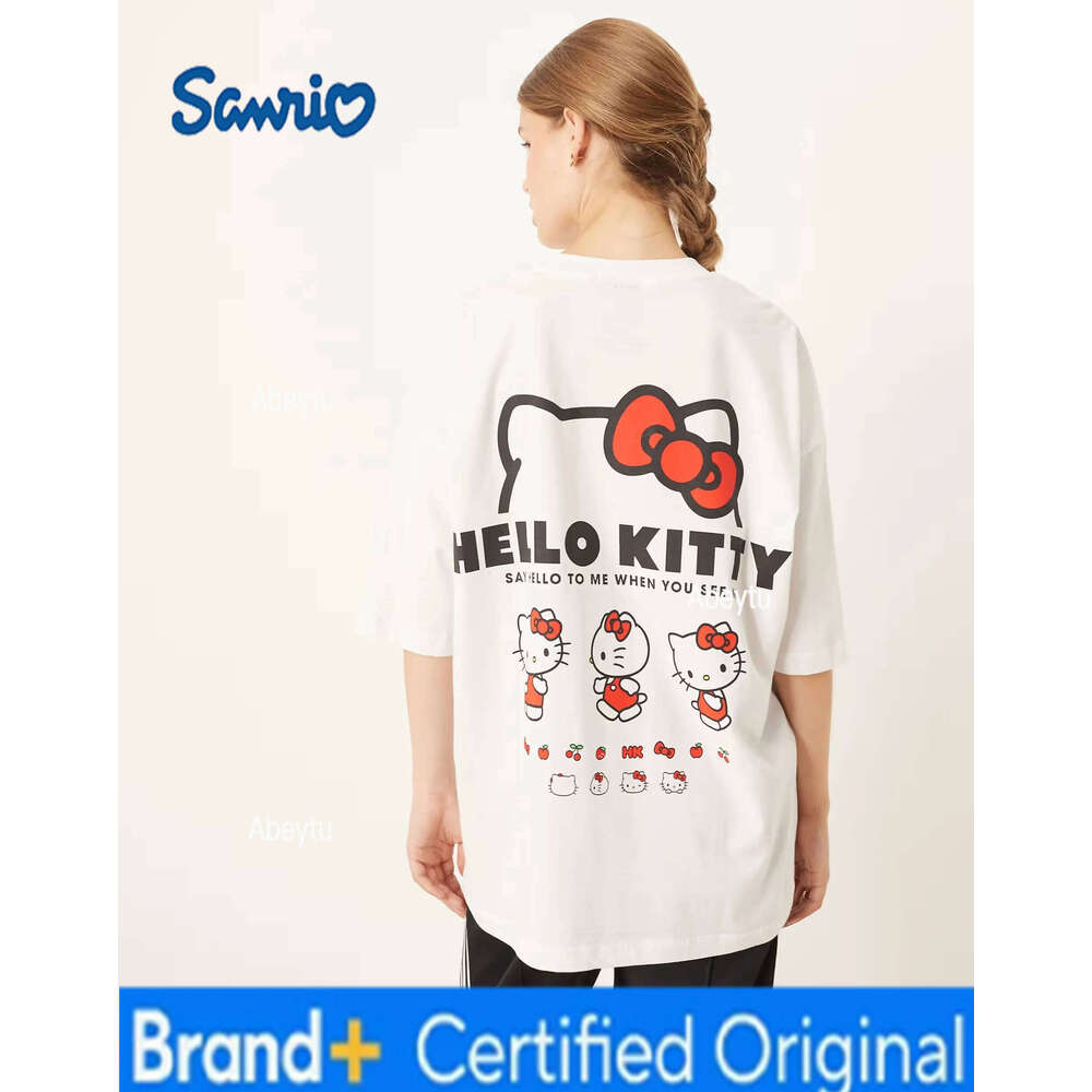 Sanrio Hello Kitty Kawaii Pose Oversized Cartoon Print Adult Kids T-Shirt Family Summer Quick-dry Soft Comfy Lightweight Stylish H2601201