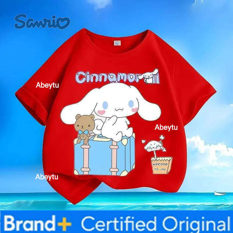 Sanrio Cinnamoroll Print Kids T-shirt Limited Time Hot Sale Summer New Arrival Crew Neck Versatile Skin-friendly Breathable Tops H260120