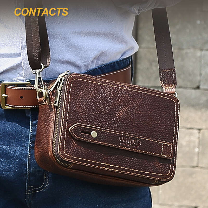 Luxury Shoulder Bags Totes Hobo Black Angel Crazy Horse Leather Crossbody European And American Trend Double Zipper Men S Clutch Bag SENYY