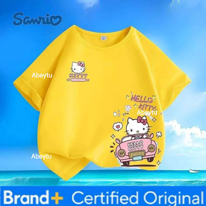 Sanrio New Hello Kitty Cartoon T-Shirts Summer Sale | Kawaii Candy Colors Crew Neck Short Sleeve Tees for Boys & Girls H260120